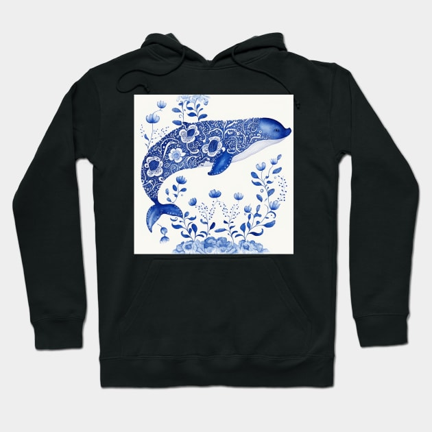 Majestic sea whale in navy blue II Hoodie by hamptonstyle